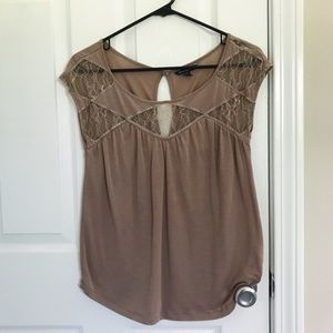 Brown Lace Short Sleeve